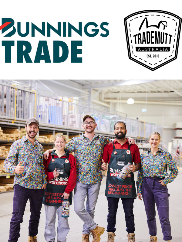 Ed and Daniel posing with Bunnings workers